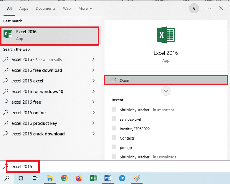 Abra la aplicación de Microsoft Excel