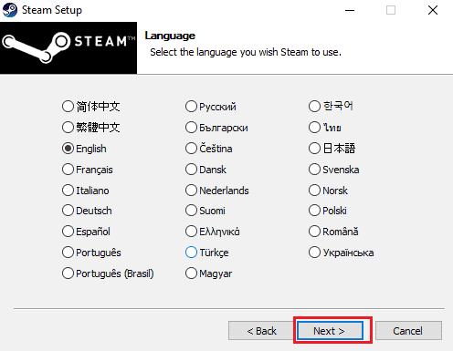 希望する言語を選択し、[次へ] をクリックします