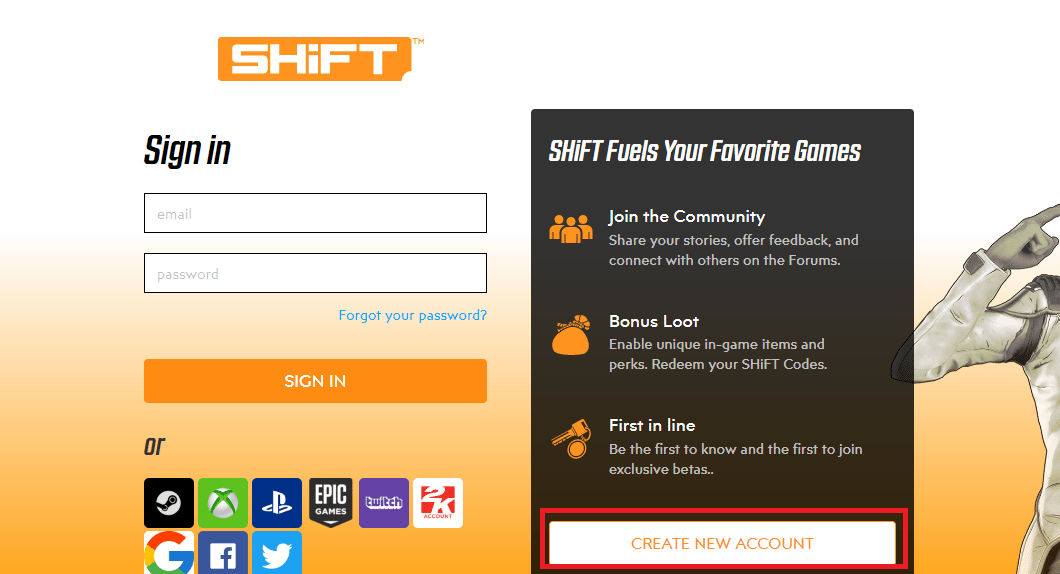 สร้างบัญชีใหม่บน Shift