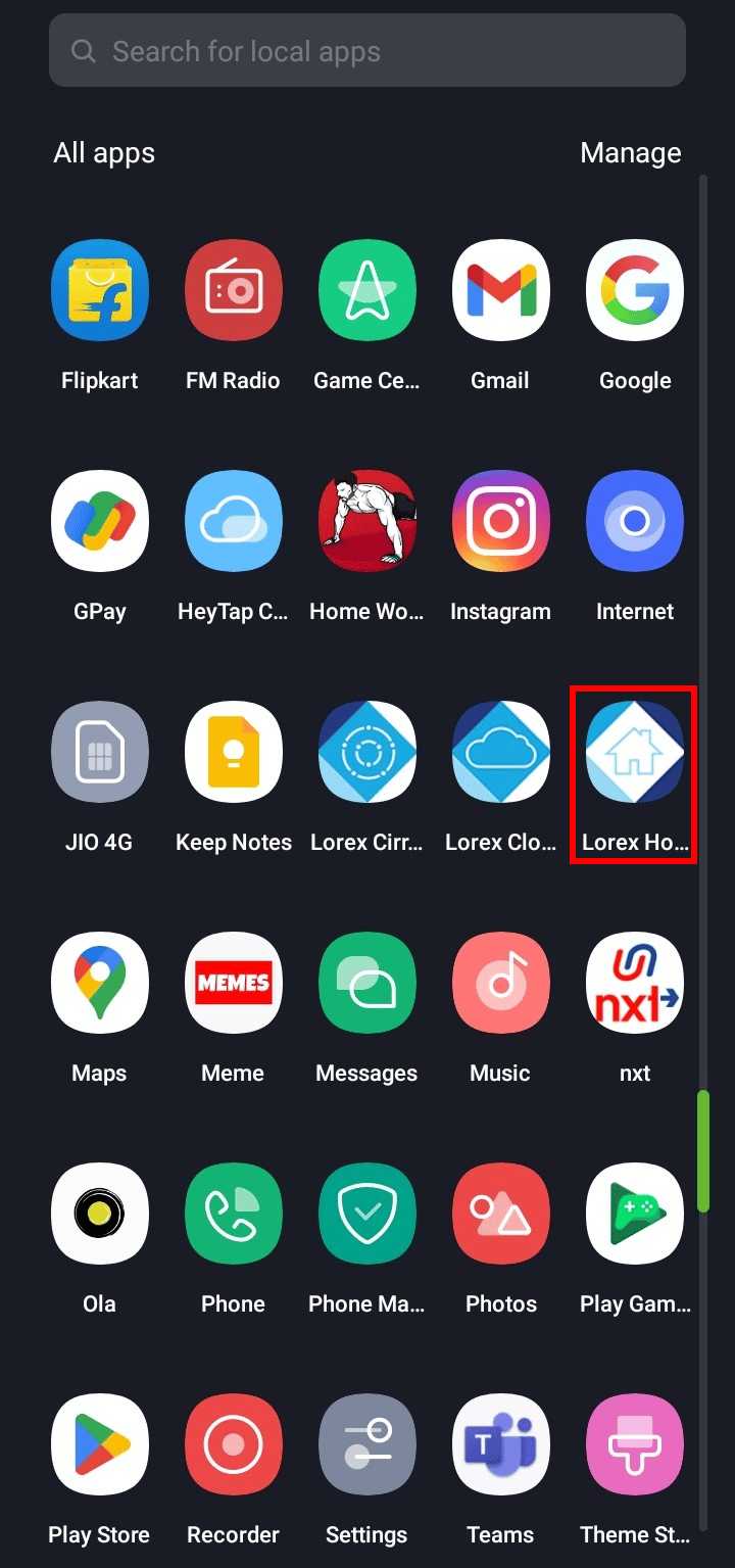 Lancez l'application Lorex Home sur votre smartphone.