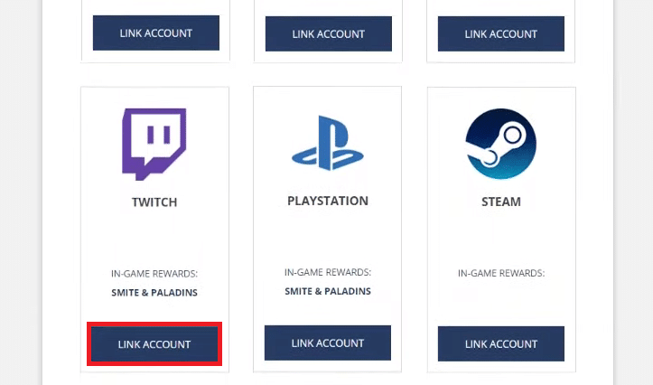Localisez la plate-forme souhaitée que vous souhaitez lier dans la liste et cliquez sur LINK ACCOUNT