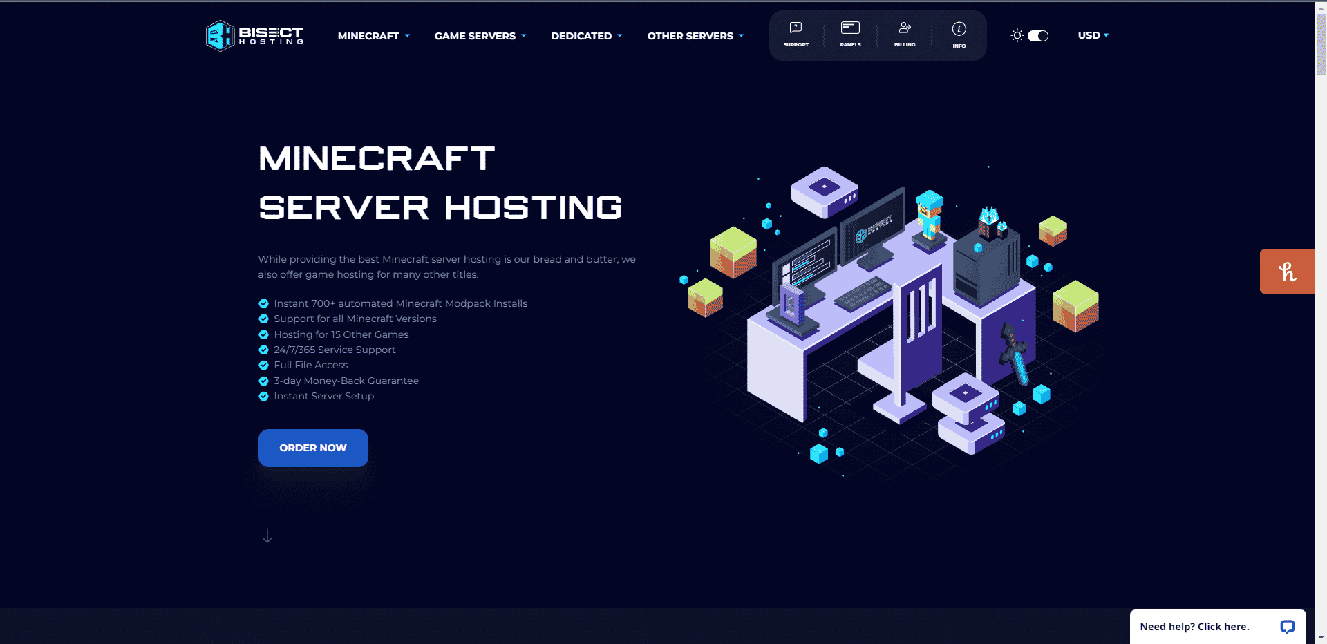 Situs web resmi Bisect Hosting. Hosting Server Minecraft Modded Gratis Terbaik