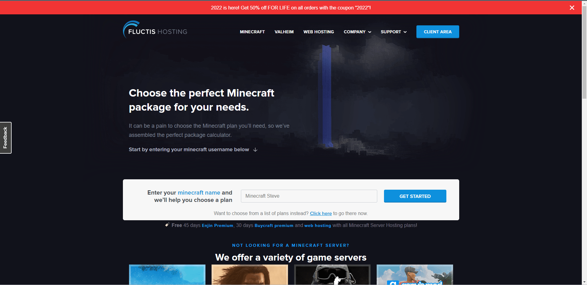 Fluctis official website. Best Free Modded Minecraft Server Hosting