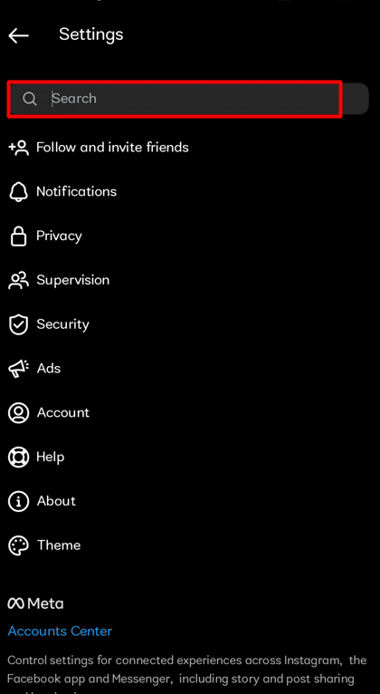 จากเมนู ให้คลิกแถบค้นหา - คุณจะลบการค้นหาที่คาดคะเนบน Instagram ได้อย่างไร 5