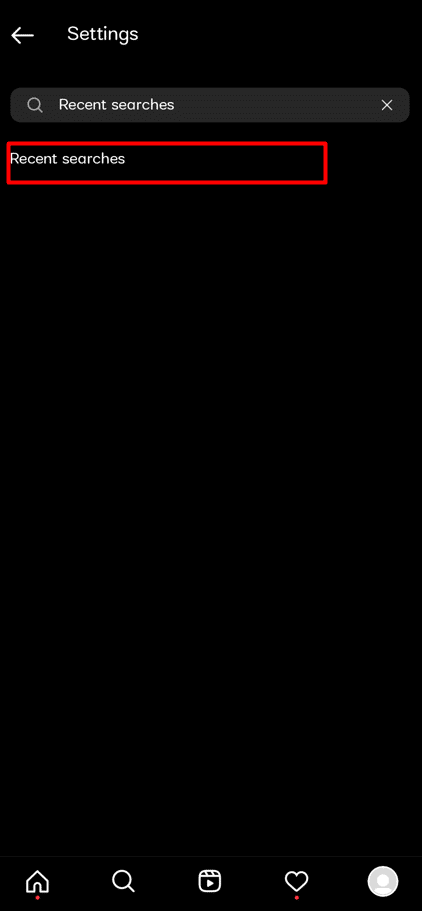 แผงสำหรับการตั้งค่าจะปรากฏขึ้น ที่นี่ ค้นหาการค้นหาล่าสุด - คุณจะแก้ไขคำแนะนำของคุณบน Instagram ได้อย่างไร? 4 | ลบการค้นหาที่คาดคะเนบน Instagram
