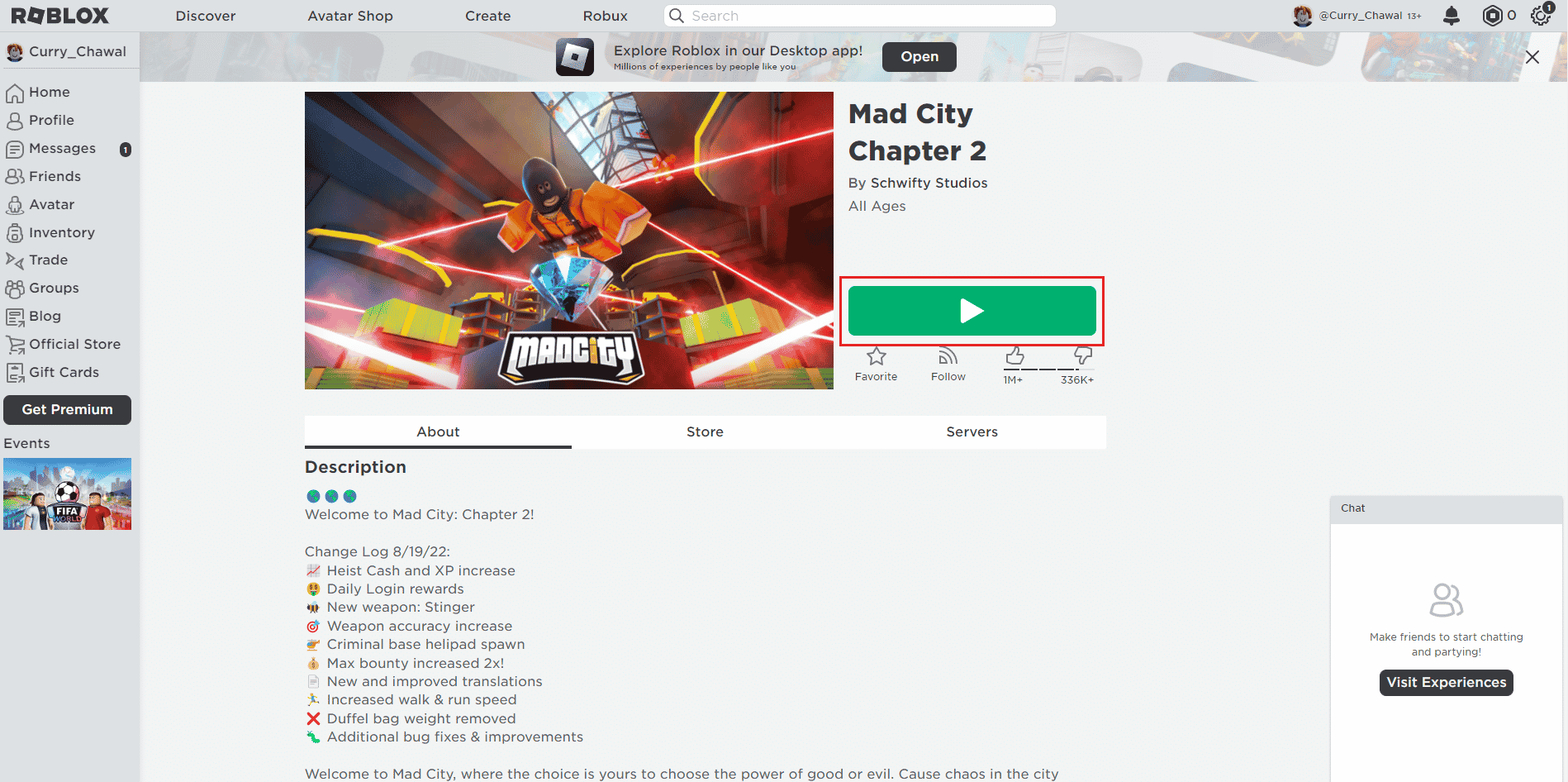 Page du jeu Roblox Mad City chapitre 2