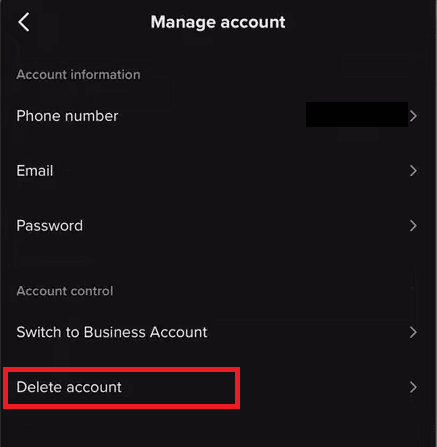 Tippen Sie auf Konto löschen | | So löschen Sie ein TikTok-Konto