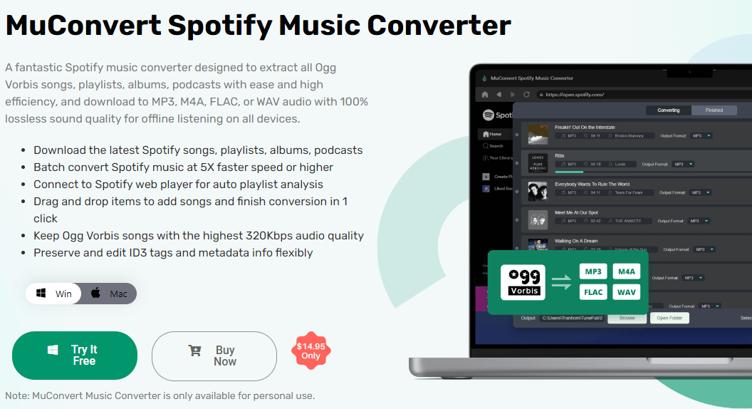 MuConvert Spotify 音楽コンバーター