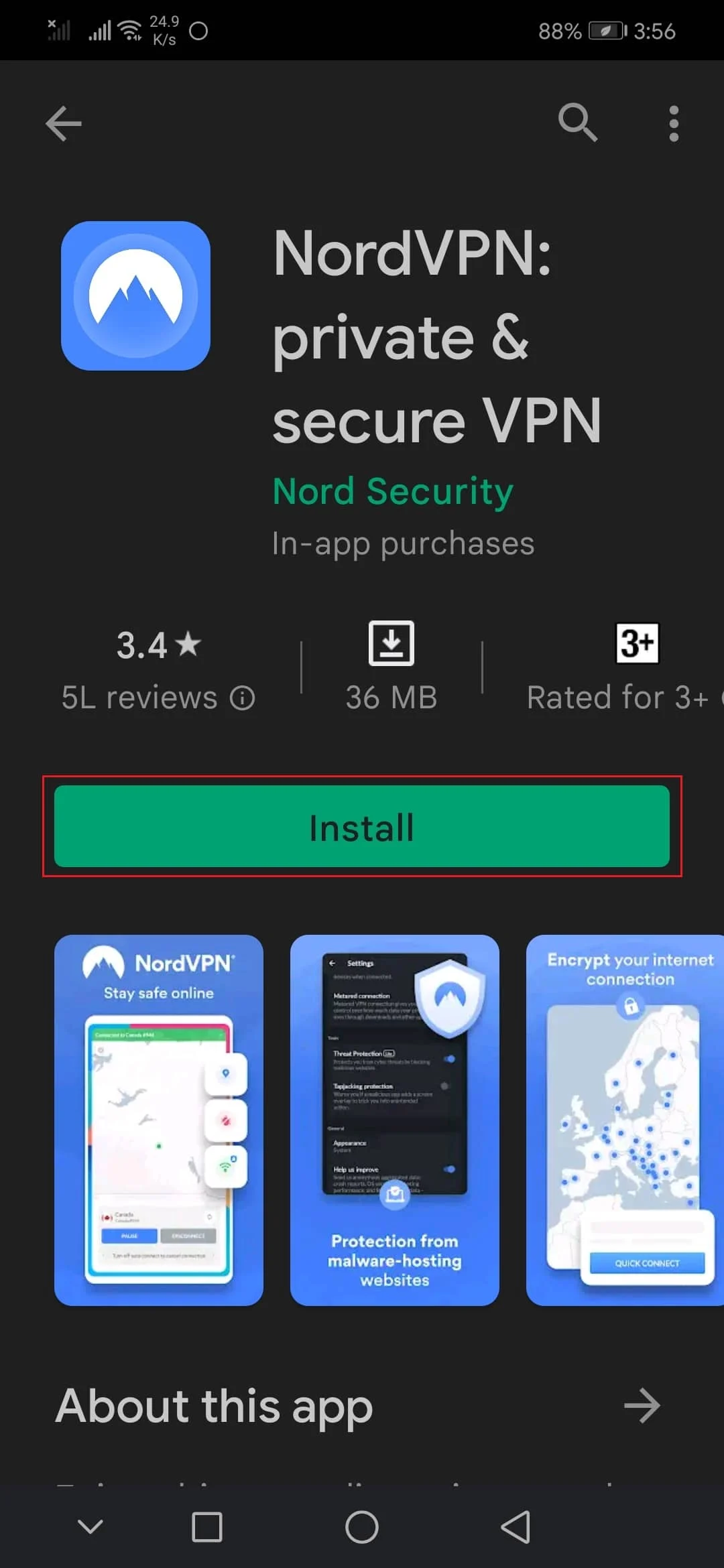 Playstore de l'application android nordVPN. Meilleur VPN illimité gratuit pour Android