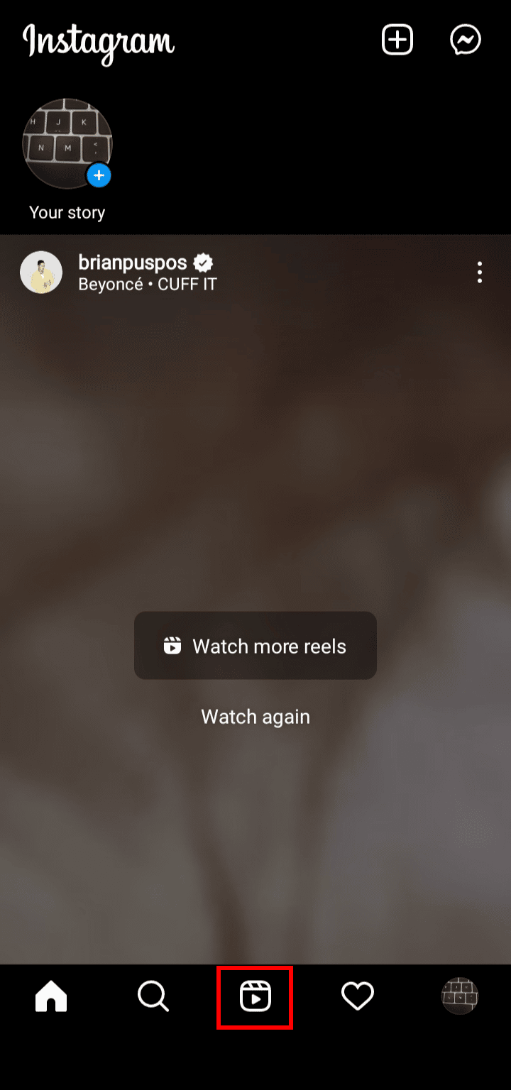 Toque no ícone Reel na parte inferior central da tela.