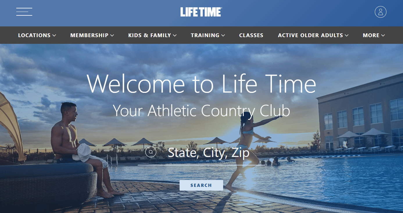 Homepage del sito web di Life Time