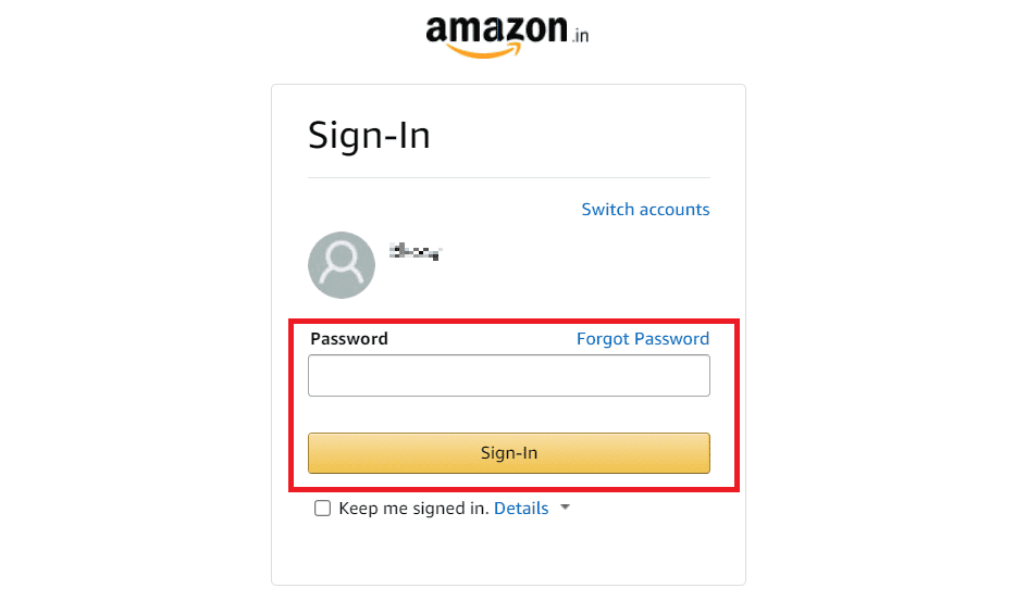 Accedi al tuo account Amazon utilizzando la tua e-mail o numero di cellulare e password