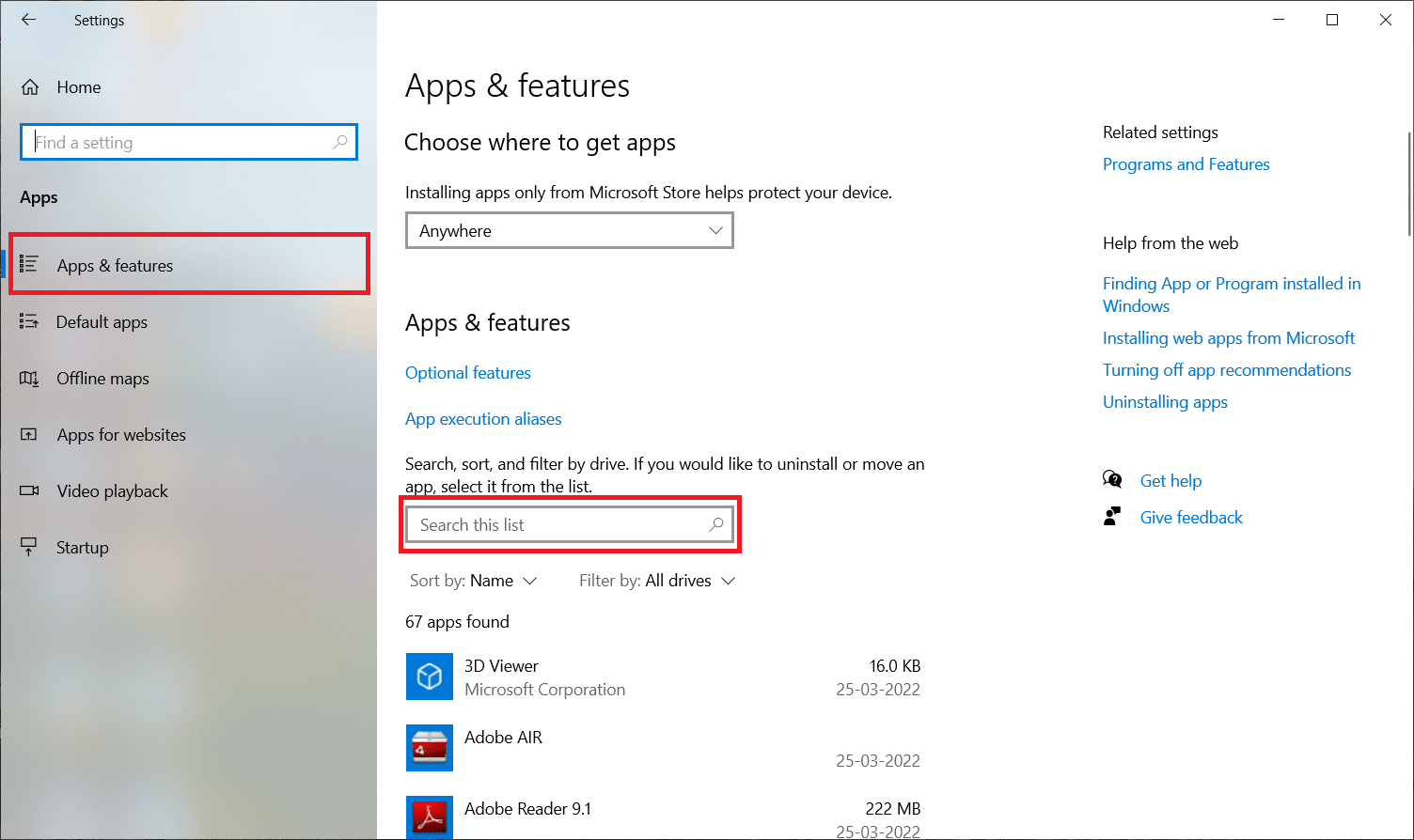 Pilih Aplikasi dan fitur. 8 Cara Memperbaiki Outlook Ini bukan Kesalahan Nama File yang Valid