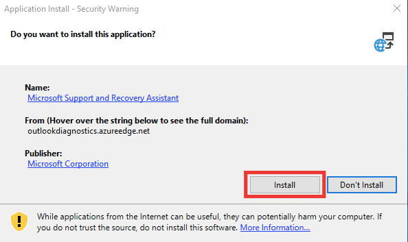 คลิกที่ติดตั้ง 8 วิธีในการแก้ไข Outlook นี่ไม่ใช่ข้อผิดพลาดของชื่อไฟล์ที่ถูกต้อง