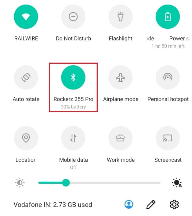 Toque e segure a opção Bluetooth