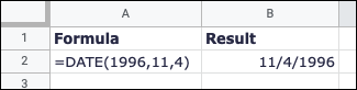 Elementos de data na fórmula DATE