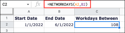 休日なしの NETWORKDAYS 数式