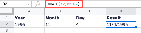 Объединить ячейки с помощью DATE