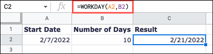 صيغة WORKDAY بدون عطلات