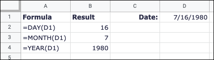 GIORNO, MESE e ANNO per una data