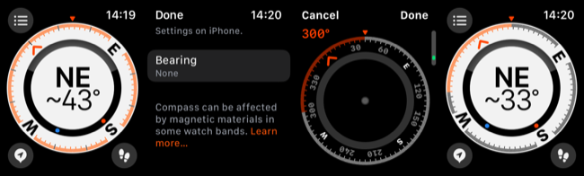 Establecer rumbo en Apple Watch