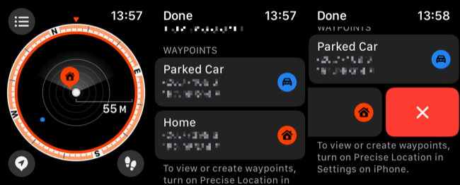 Elimina Waypoint su Apple Watch