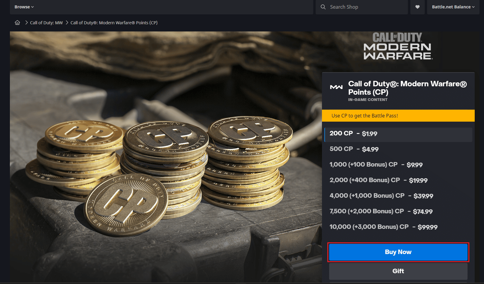Battle.net ページから cod ポイントを購入する