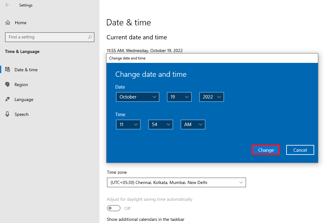 คลิกที่ Change หลังจากตั้งค่าวันที่และเวลา | วิธีดูไฟล์เก็บถาวรของ Heardle