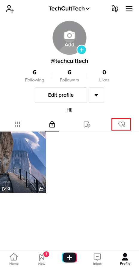 Tab suka di layar profil TikTok