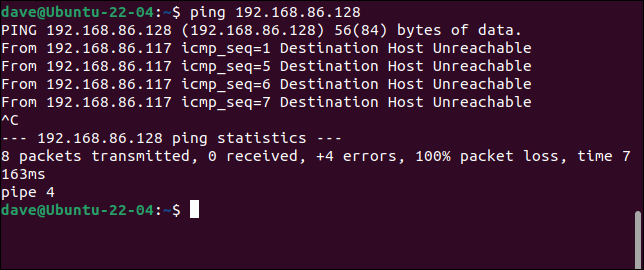 Utilizzo del ping per determinare se un indirizzo IP è in uso