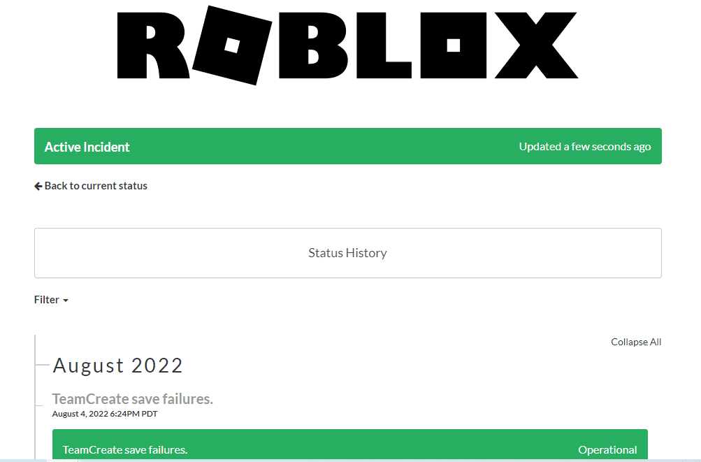 Periksa Status Server Roblox.