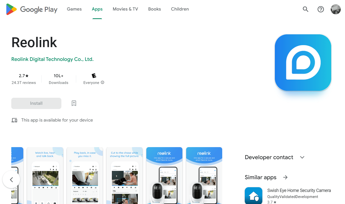 Reolink Play Store