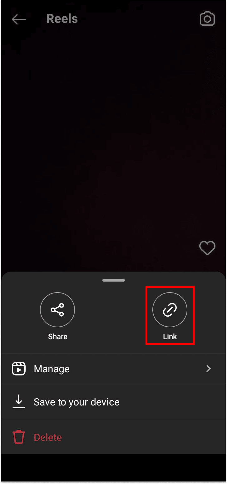 Tocca l'opzione Collegamento per copiare il collegamento. | Come condividere bobine complete su Instagram Story
