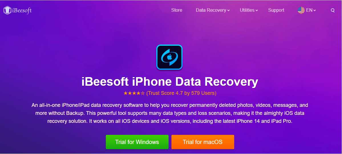 Situs web resmi iBeesoft iPhone Recovery