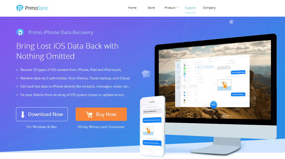 เว็บไซต์ทางการของ Primo iPhone Data Recovery แอพกู้คืนรูปภาพที่ดีที่สุด 20 อันดับแรกสำหรับ iPhone