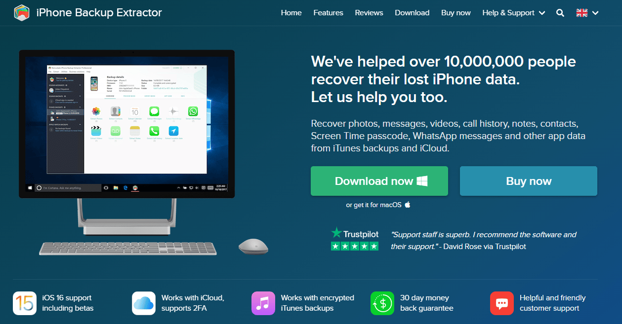 Situs web resmi dari iPhone Backup Extractor