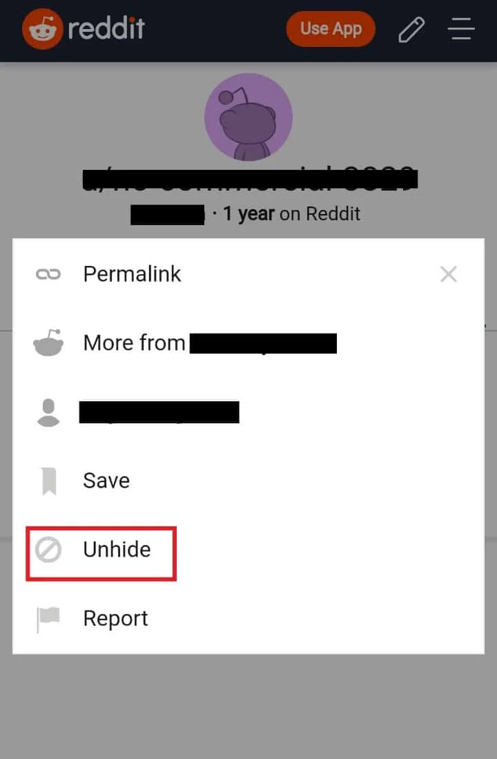 Pilih Perlihatkan | Cara Menampilkan Postingan di Reddit di Android