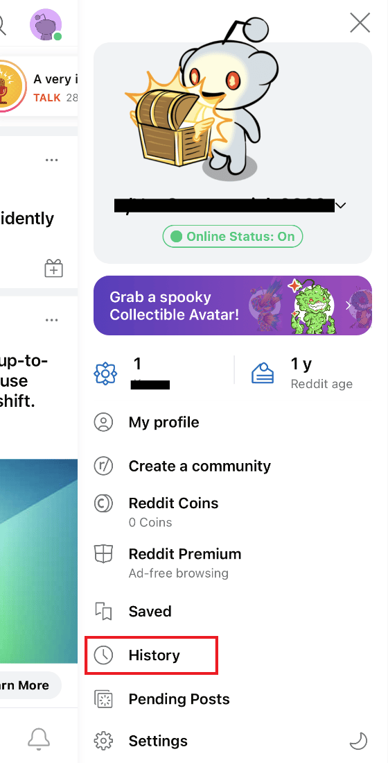 Tippen Sie auf Verlauf | So zeigen Sie Beiträge auf Reddit auf Android an