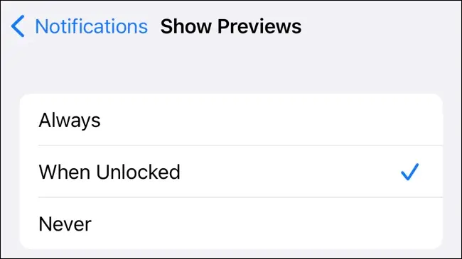 Ändern Sie, ob Benachrichtigungsvorschauen angezeigt werden oder nicht