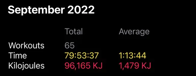 Trainingszusammenfassung der Apple Fitness-App