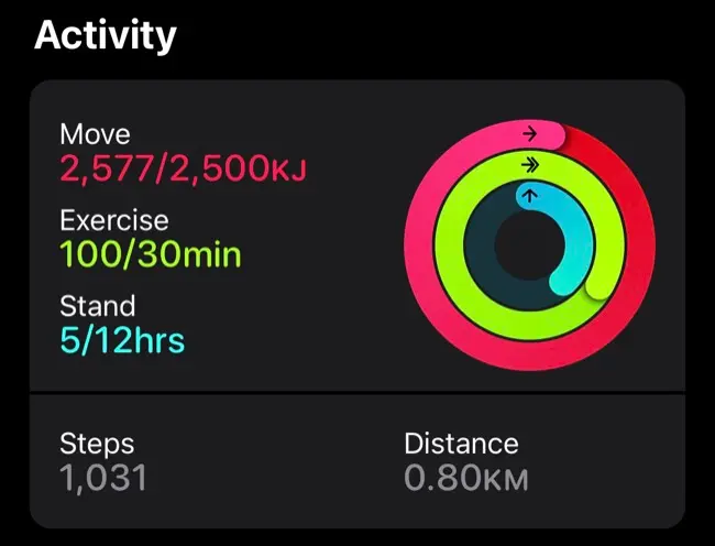 Aktivitätsringe der Apple Fitness-App