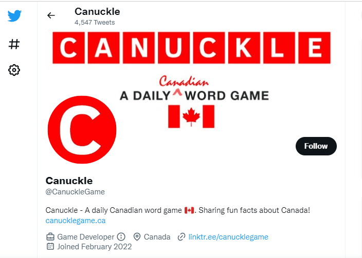 Canuckle'ın resmi Twitter hesabı