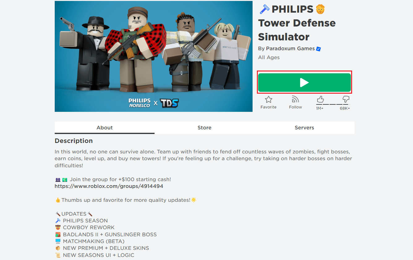 启动 roblox 塔卫士游戏