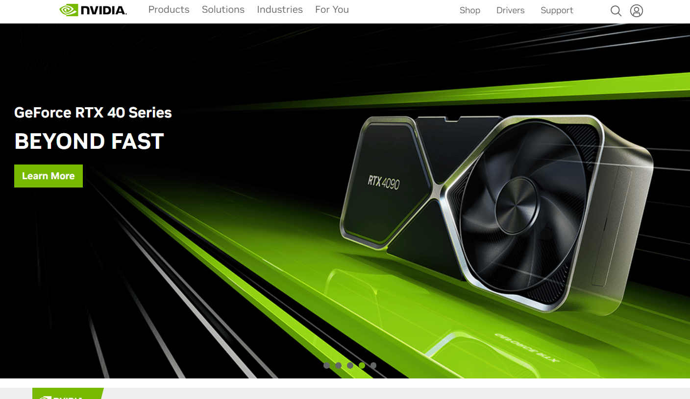 NVIDIA の Web サイト