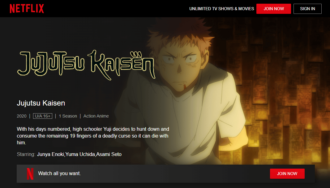 Netflix memiliki Jujutsu Kaisen