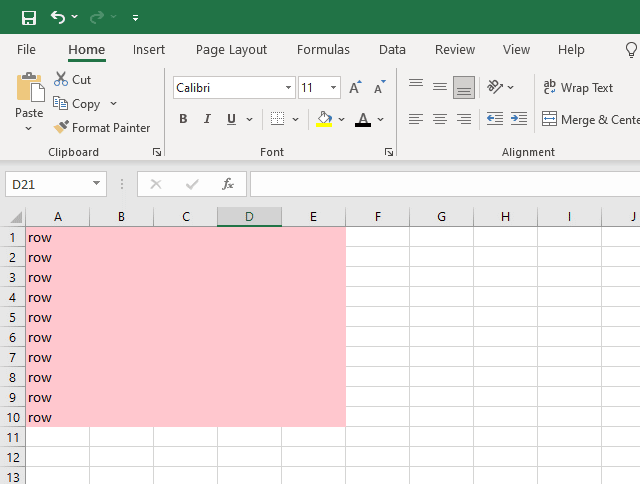 Microsoft Excel 中的行