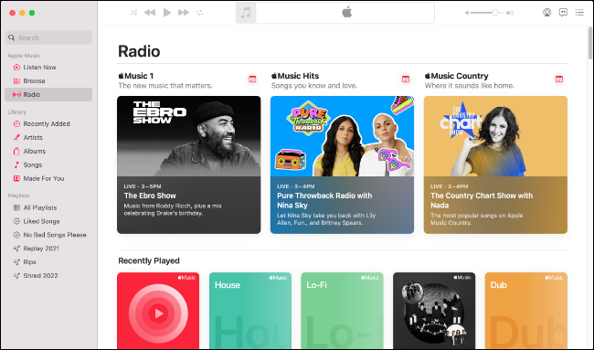 Apple Music บน macOS Monterey