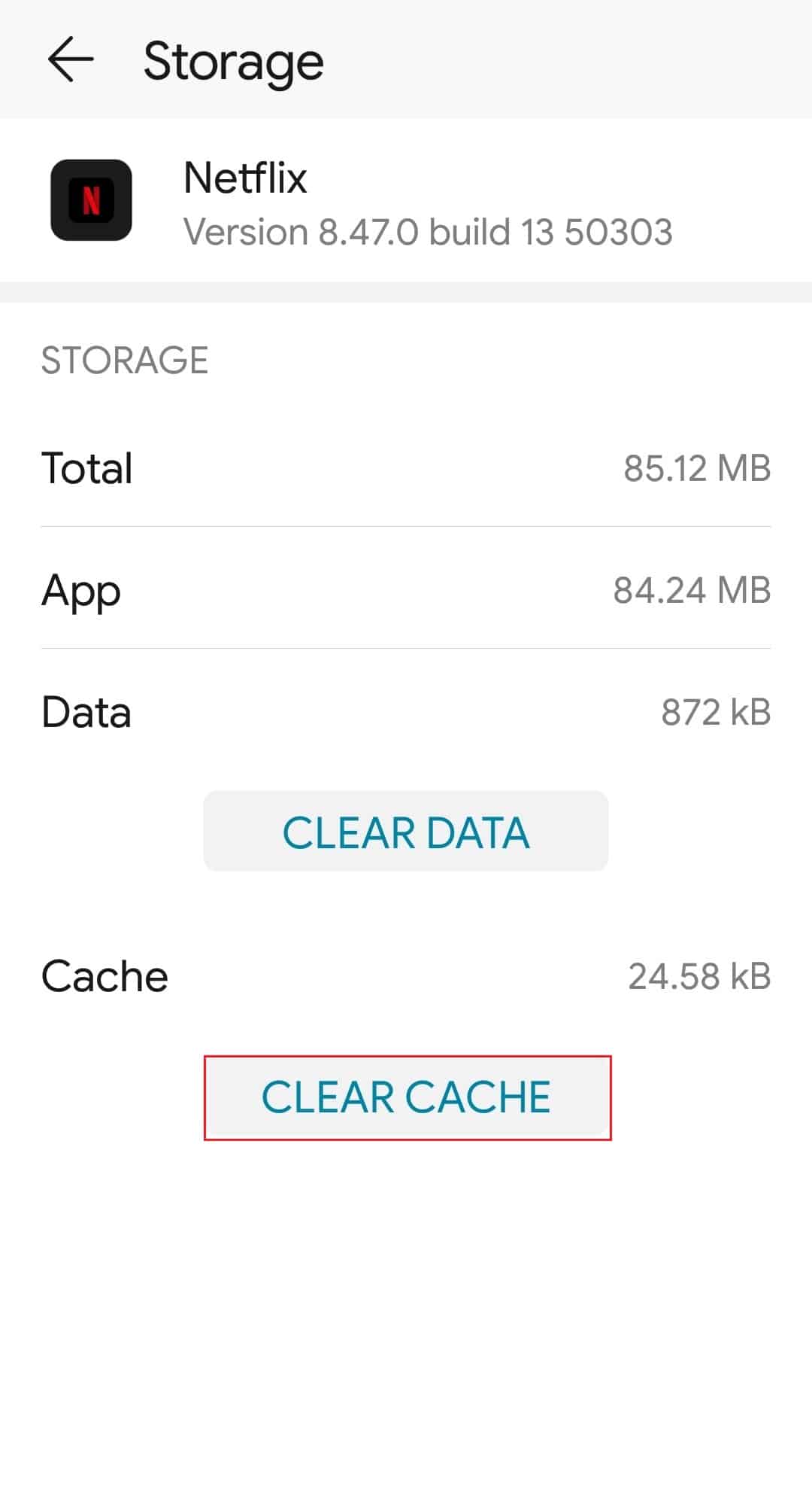 goliți memoria cache în aplicația Netflix. Remediați eroarea Netflix 5.7 pe Android