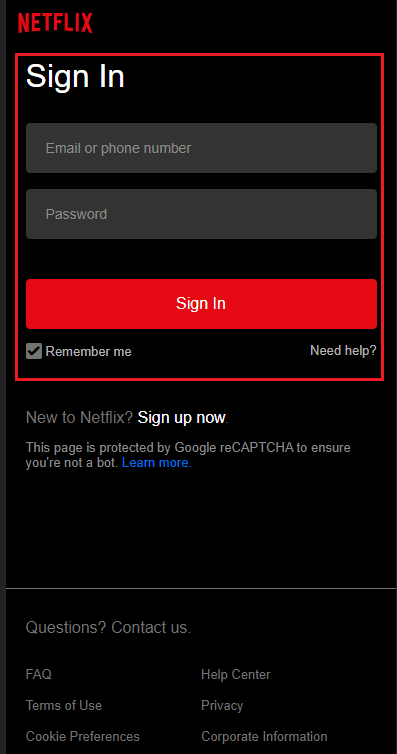 Faça login no aplicativo Netflix. Corrigir o erro 5.7 da Netflix no Android