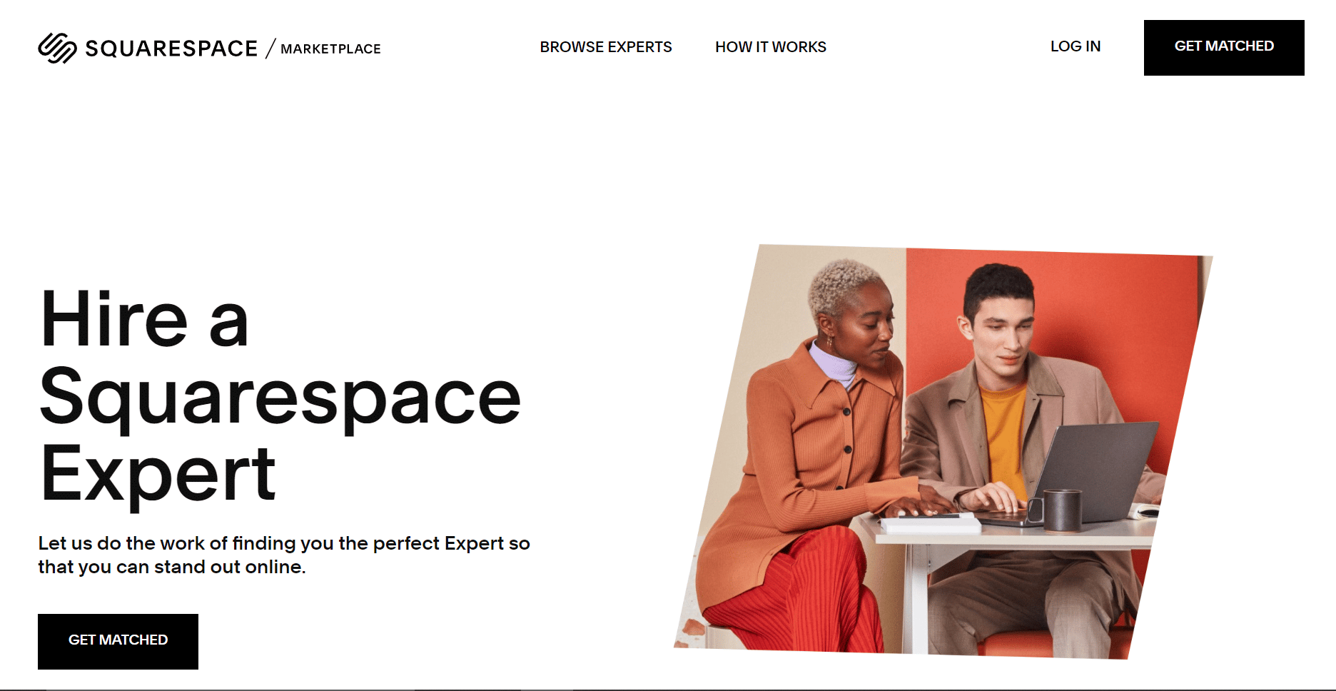 Halaman beranda SquareSpace. Layanan Hosting Situs Web Gratis Terbaik